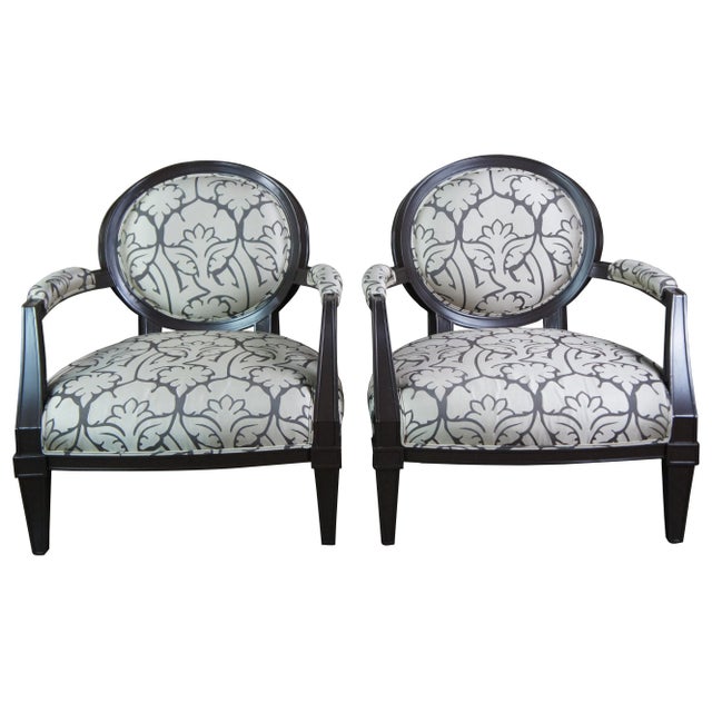 2 Brunschwig Fils French Louis XVI Library Club Modern Fauteuil Arm Chairs For Sale - Image 13 of 13