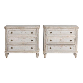 Pair of 19th C. Swedish Gustavian Painted Bedside Commodes For Sale