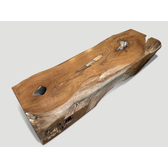 Brown Andrianna Shamaris Monumental Organic Teak Wood Coffee Table or Bench For Sale - Image 8 of 18