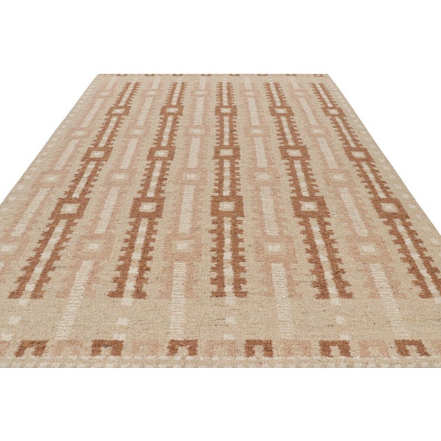 2010s Rug & Kilim’s Scandinavian Style Rug With Pink, White and Beige-Brown Patterns For Sale - Image 5 of 7