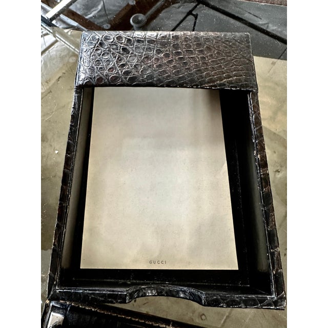 Black Rare Gucci Alligator / Crocodile Leather 5 Piece Desk Set For Sale - Image 8 of 12