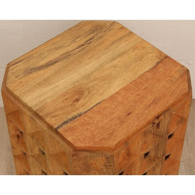 West Elm Carved Wood Side Table Chairish