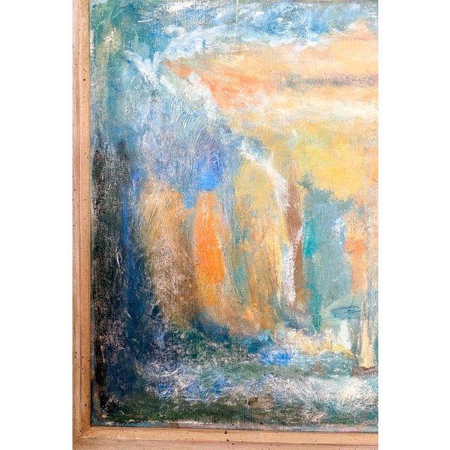 Wood Original Early 20th Century Impressionistic Sailboats Oil on Canvas, Framed For Sale - Image 7 of 10