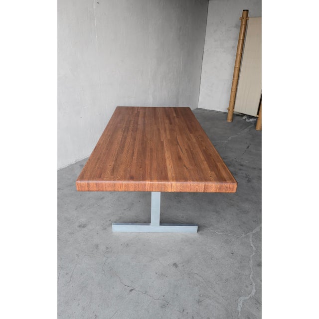 Wood Mid Century Bauhaus Butcher Block Oak and Aluminum Table For Sale - Image 7 of 11