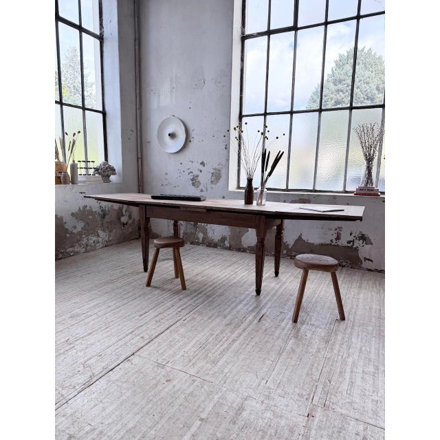 Vintage Farmhouse Table in Oak with Integrated Extensions, 1950s For Sale - Image 13 of 18
