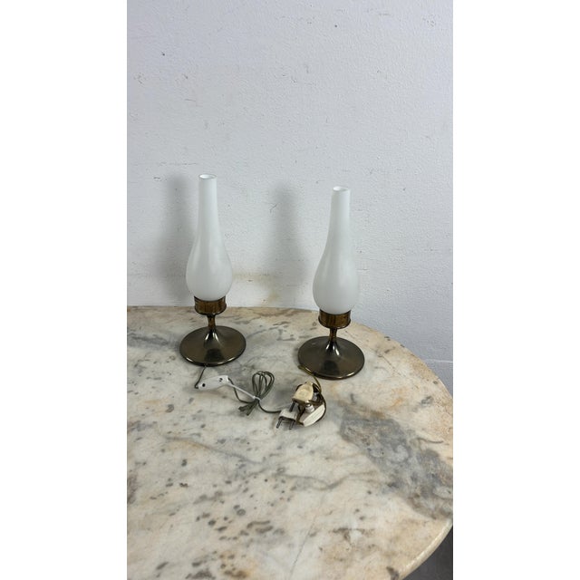 Mid-Century Table Lamps in the style of Stilnovo, 1950s, Set of 2 For Sale - Image 14 of 16