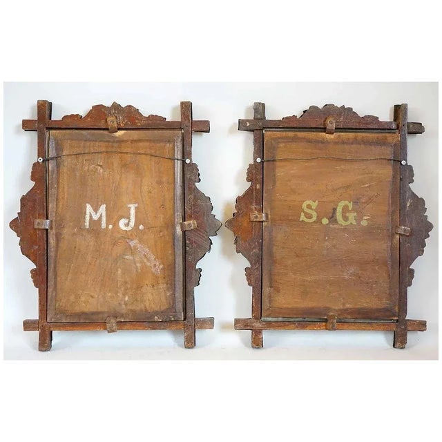 Antique Indo-Portuguese Silver-Tone Metal and Teak Picture Frames - a Pair For Sale - Image 9 of 10