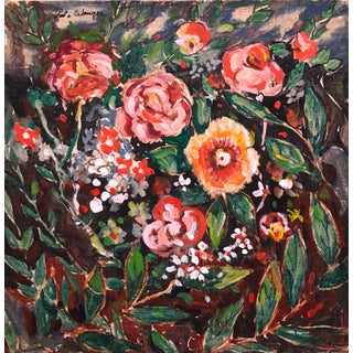 John Wenger, Wild Flowers Vibrant Colorful Modernist Oil Painting For Sale