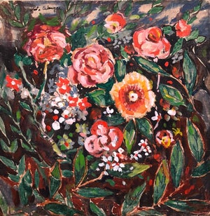 John Wenger, Wild Flowers Vibrant Colorful Modernist Oil Painting