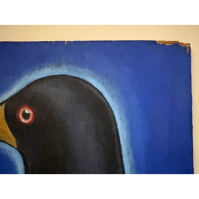Wood Blackbird Modern Oil Painting For Sale - Image 7 of 8