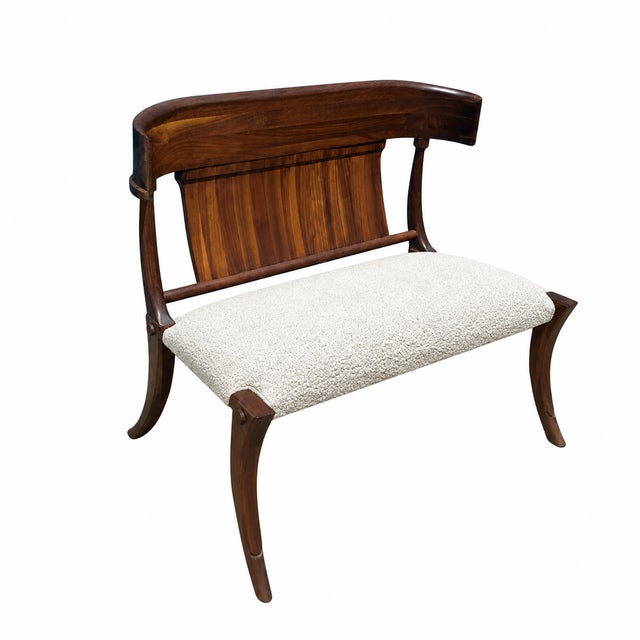 Mid-Century Modern Mid Century Style Klismos Walnut Bench For Sale - Image 3 of 4