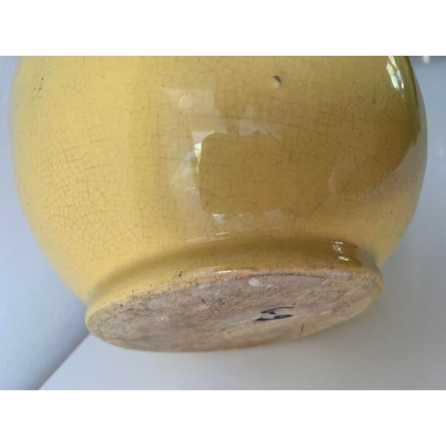 Mid Century Yellow Art Deco Balloon Shaped Pottery Pitcher For Sale In Miami - Image 6 of 8