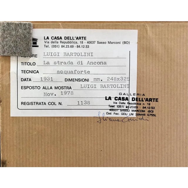 Luigi Bartolini, Landscape: The Road to Ancona, Etching, 1931 For Sale - Image 4 of 6