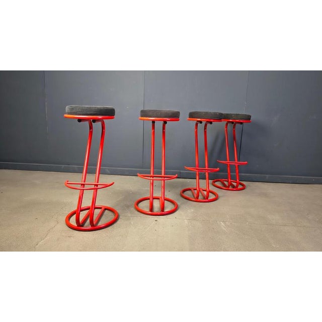 Metal Bar Stools, 1980s, Set of 4 For Sale - Image 3 of 13