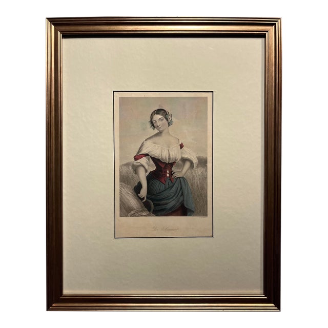 Antique 1851 a.h. Payne Hand Colored Steel Engraving Summer / Der Sommer, Framed For Sale