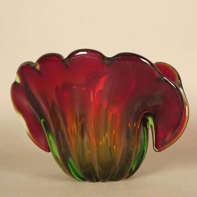 Vintage Red and Green Murano Glass Bowl For Sale - Image 6 of 15