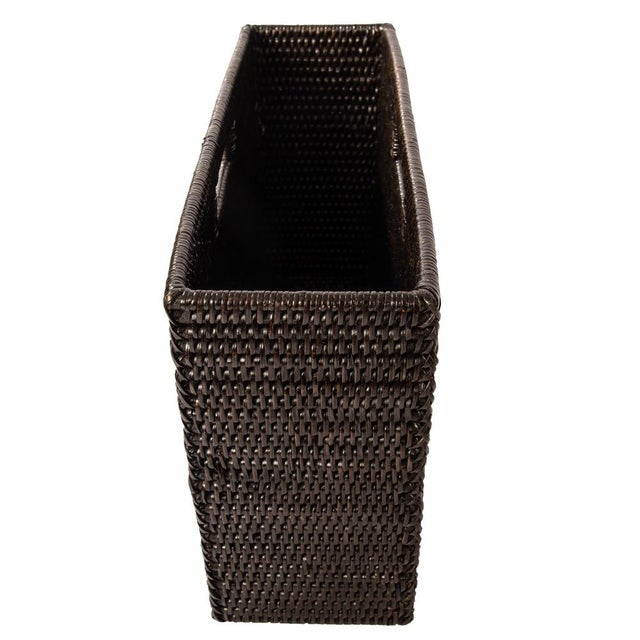Wood Artifacts Rattan Rectangular Magazine Holder in Tudor Black - 16" For Sale - Image 7 of 9