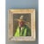 Lime Vintage Framed Oil Painting of Man in Hat For Sale - Image 8 of 12