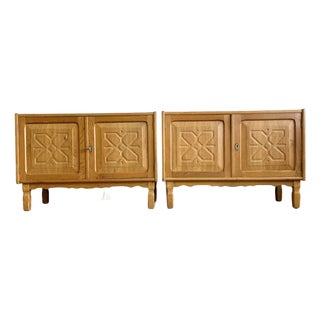 Henning Kjaernulf Oak Brutalist Danish Side Tables or Nightstands For Sale