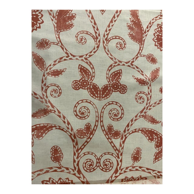 Nina Campbell's "Kylemore" Coral Large Scale Floral & Vine Fabric - 3 Yards For Sale