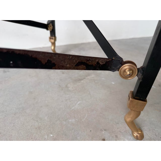 Hollywood Regency Neoclassical Style Green Marble & Brass Lion Head Cocktail Table For Sale - Image 10 of 12