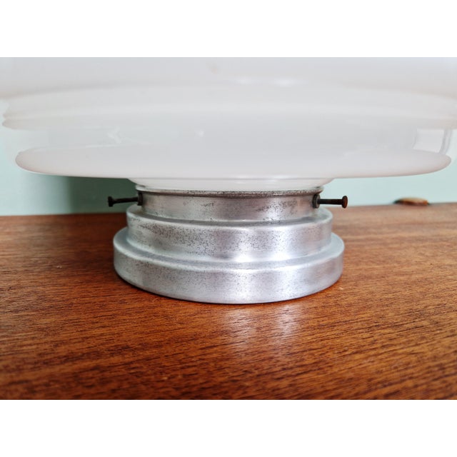 Metal Large Art Deco Phililite Series Ceiling Light in White Opaline Glass from Philips, 1930s For Sale - Image 7 of 14