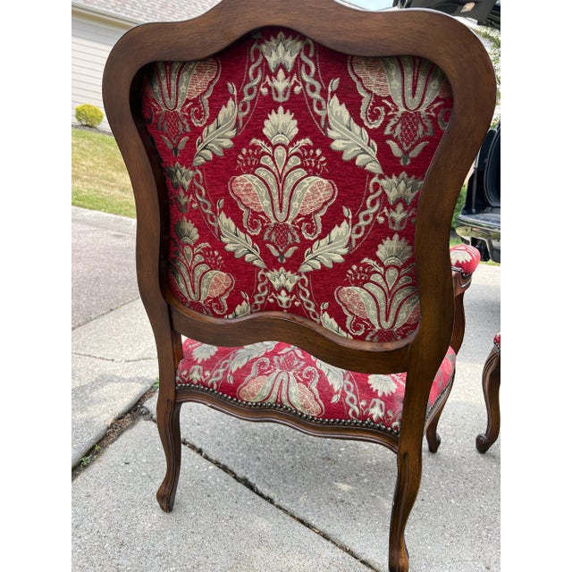 1990s Maitland-Smith Furniture Louis XV Bergere Upholstered Carved Chairs- a Pair For Sale - Image 11 of 13