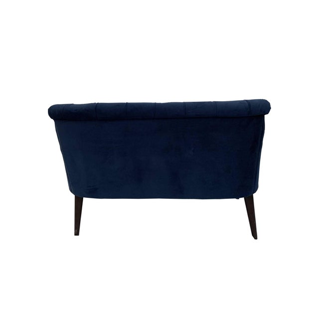Navy Blue Velvet Tufted Sofa Chairish