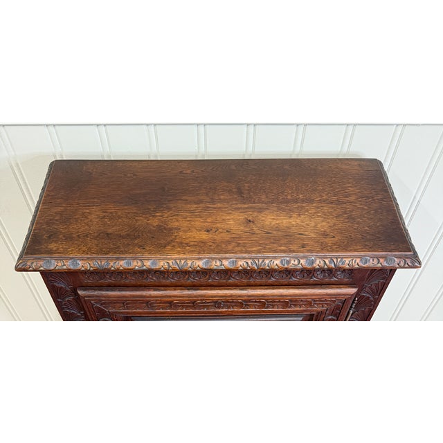 Antique French Breton Jam Cabinet Cupboard Storage Drawer Carved Oak 19th C For Sale - Image 11 of 18