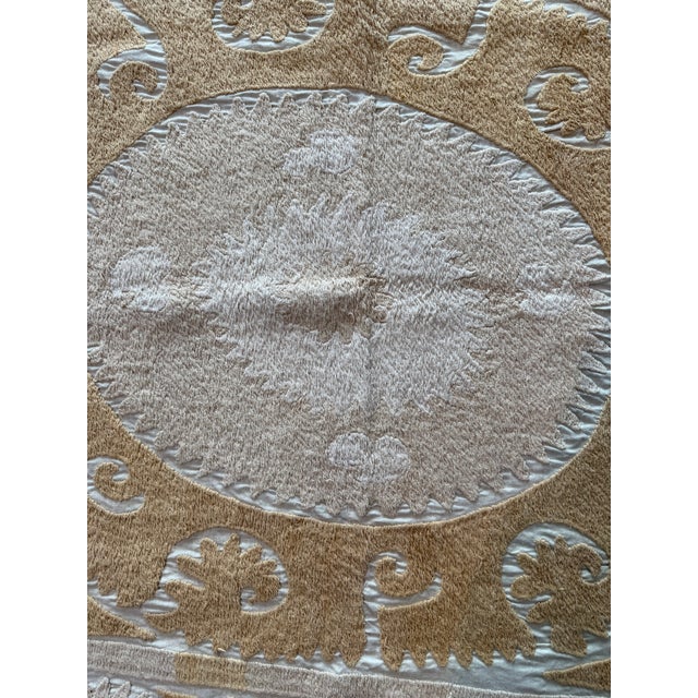 Boho Vintage Suzani from Uzbekistan, circa 1960s era. Dimension; 45'' x 57'' inches / 115 x 145 cm / 3'9'' x 4'9''...