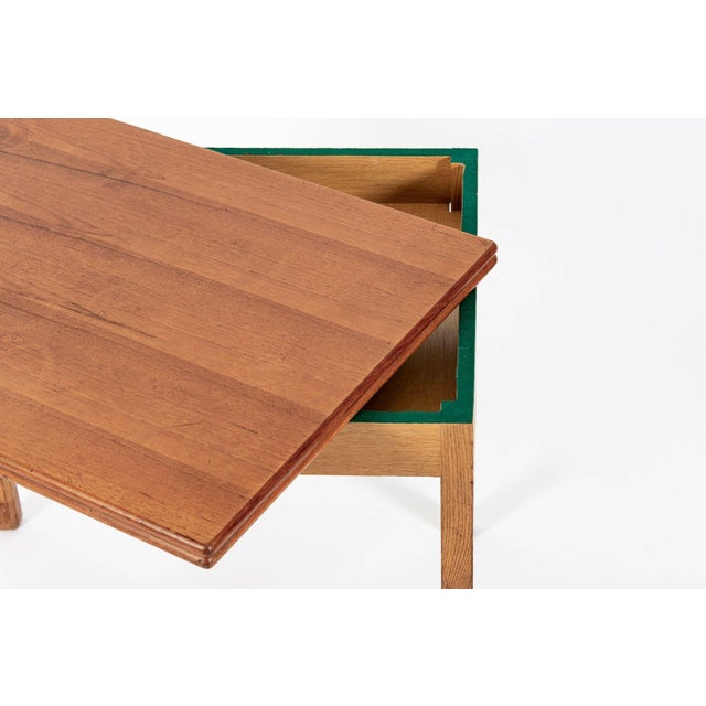 Brown Mid-Century Danish Small Wood Extendable Dining or Game Table by SKM For Sale - Image 8 of 12
