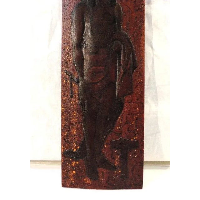 Fantastic Original Painted and Carved 19th Century Indian Plaque For Sale - Image 4 of 7