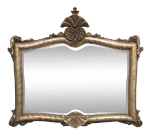 LaBarge Italian Carved Silver Gilt Mirror