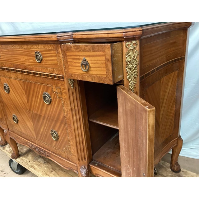 Wood Late 19th Century Antique French Satinwood Dresser Sideboard With Bronze Mounts For Sale - Image 7 of 12