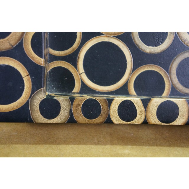 R&y Augousti Sliced Bamboo Lacquered Mosaic Bar Serving Tray Platter 18" For Sale - Image 13 of 15