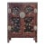 Vintage Chinoiseries Brick Red & Stone Inlay Graphic Credenza Cabinet For Sale