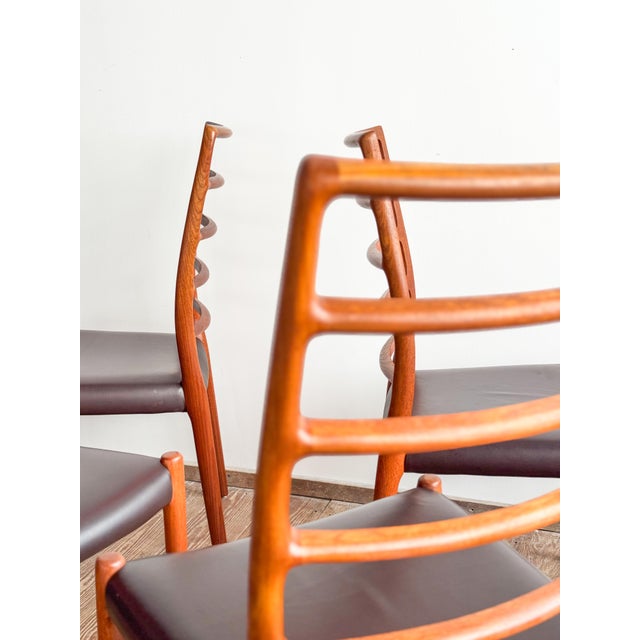 Mid-Century Danish Model 82 Embassy Chairs in Teak and Leather by Niels O. Møller for J. L. Mollers, Set of 6 For Sale - Image 14 of 18