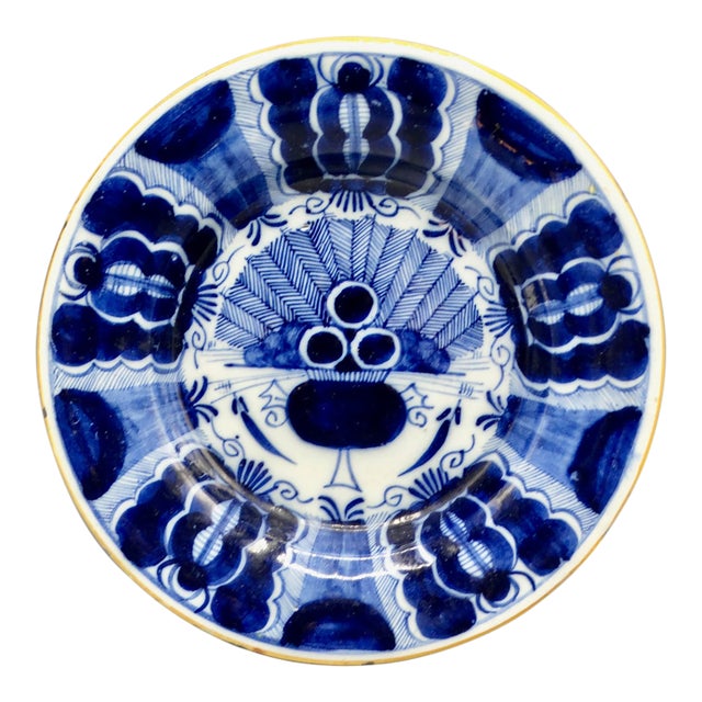 18th-Century Delft Peacock Plate Maker's Mark For Sale