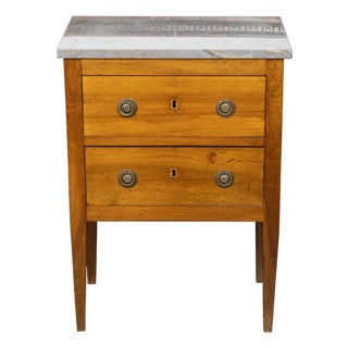 French 19th Century Petite Commode with Grey Marble Top and Two Drawers For Sale