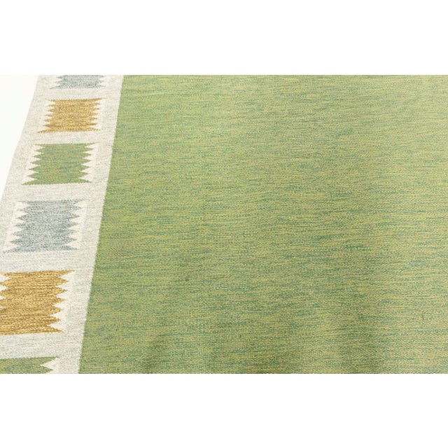 Vintage Swedish Flat Weave Rug by Bitte Ahlgren Size: 7'5" × 9'10" (226 × 299 cm) Designed by esteemed Swedish textile...