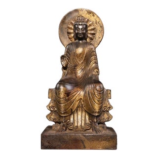 Bronze Shakyamuni Buddha Statue With Cinnabar Details For Sale