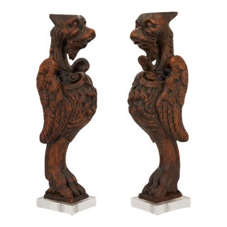 Pair of Late 19th Century Carved Walnut Griffins For Sale