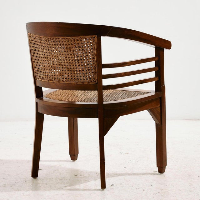 Rustic Beech and Rattan Armchair, 1970s For Sale - Image 3 of 18