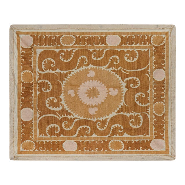 Suzani Wall Hanging Decor - Faded Tan Suzani Table Cloth For Sale