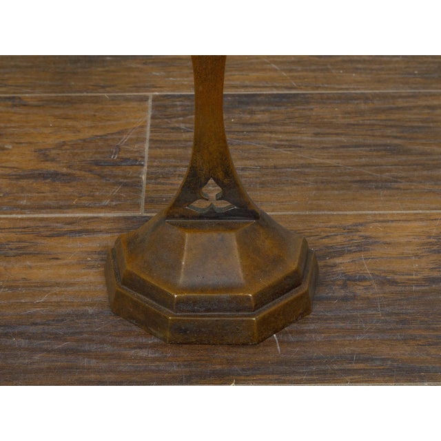 19th-Century English Bronze Andirons with Gothic Details and Heart Finials For Sale - Image 10 of 12