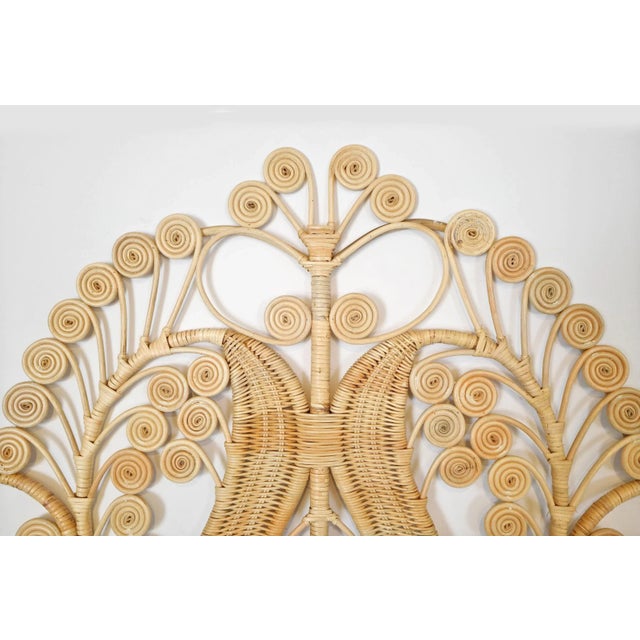 Boho Chic Natural Wicker Palm Headboard Twin For Sale - Image 3 of 5