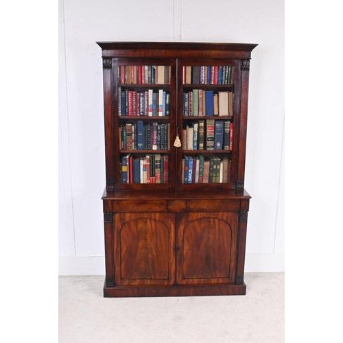 Victorian Glazed Mahogany Library Bookcase, 1840s For Sale - Image 3 of 15