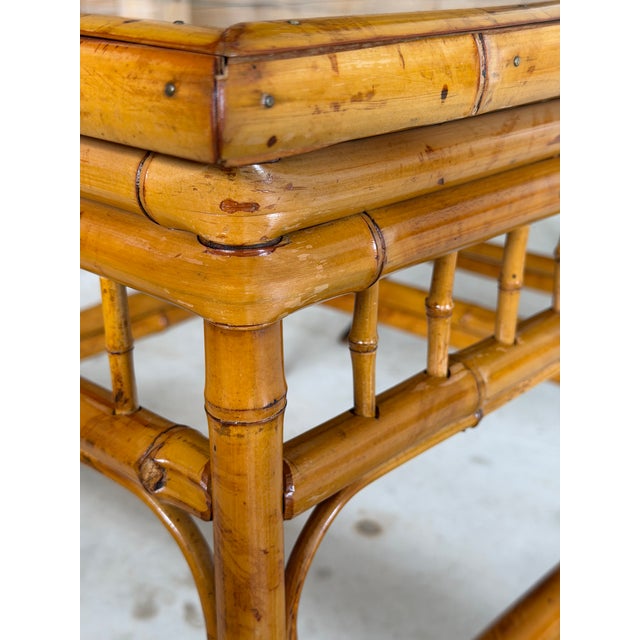 Pair of Refinished Brighton Pavilion Style Bamboo Side Tables For Sale In Naples, FL - Image 6 of 12