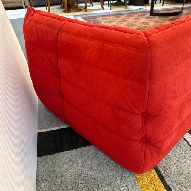 Red Michel Ducaroy for Ligne Roset Togo Corner Armless Side Chair, Alcantara Goya Red For Sale - Image 8 of 11