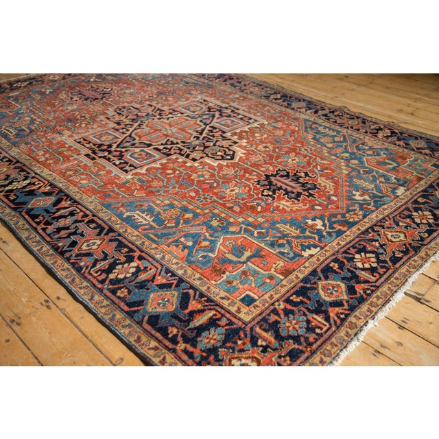 Textile 1920s Antique Persian Heriz Medallion Wool Carpet For Sale - Image 7 of 13